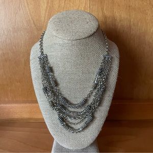 Chico's Multistranded Silver Tone Beaded Necklace